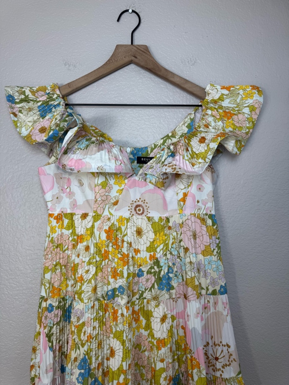 Beulah Style Melody Floral Print Tiered Ruffle Pleated Midi Dress Small $231 - Picture 8 of 15